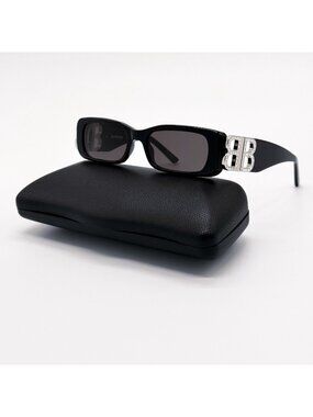 NEW BALENCIAGA BB0096S 017 SUNGLASSES BLACK RECTANGLE UNISEX EYEWEAR BALENCIAGA